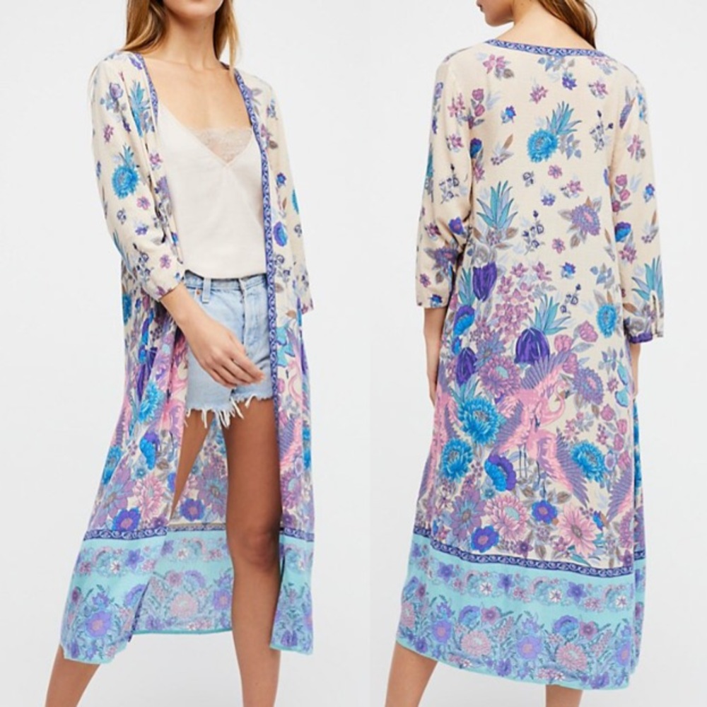 Floral Blue KIMONO Siren Song Duster Coverup NEW - Picture 3 of 3